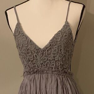 Fashion Nova Sage Green Maxi Dress with Lace Trim